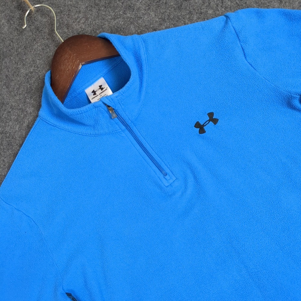 Under Armour Mens Blue Fleece 1/4 Zip Pullover Sweatshirt Size Large LG